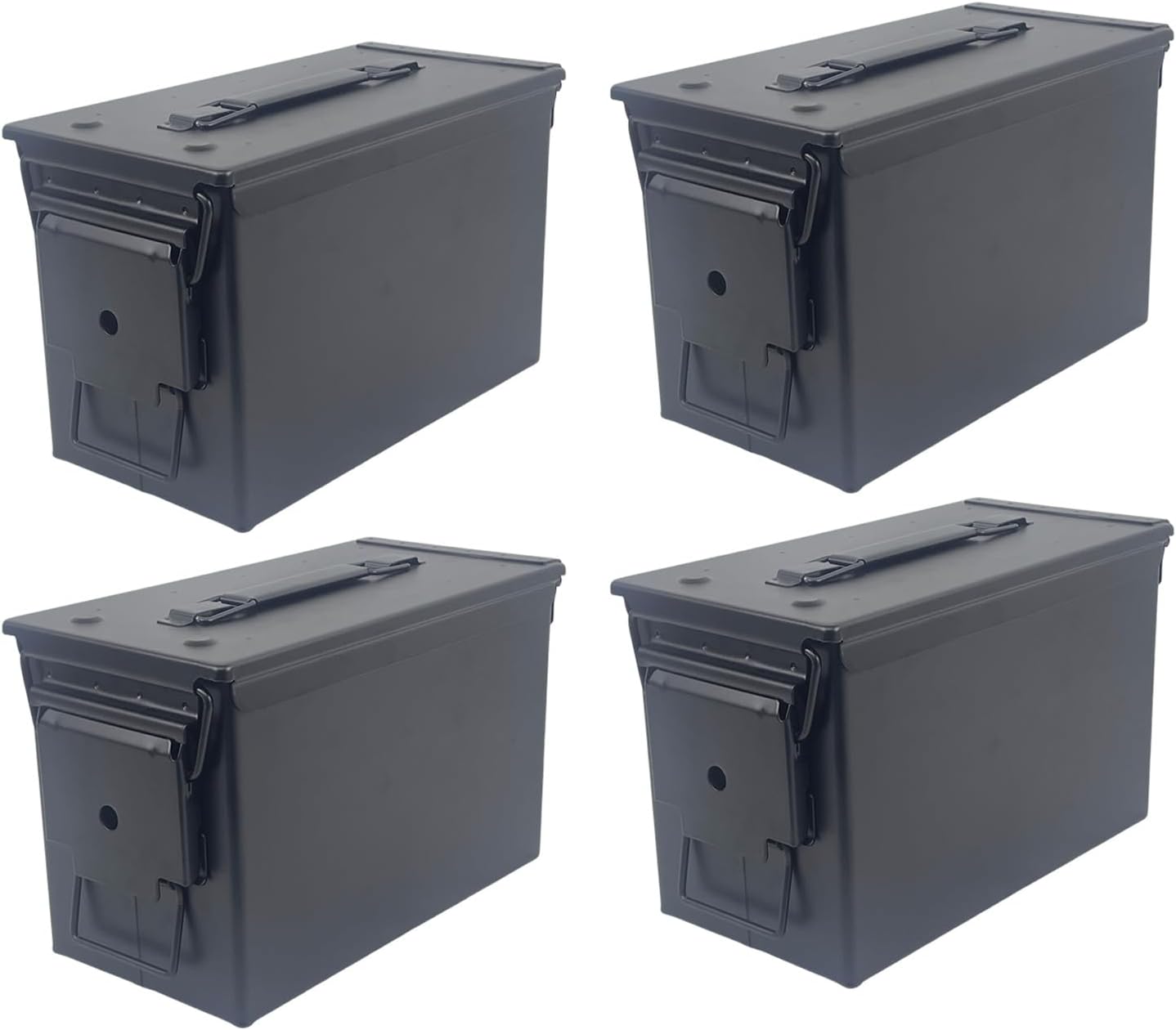 50 Cal Metal Ammo Storage Water Resistant, Boxes can, Matt Black