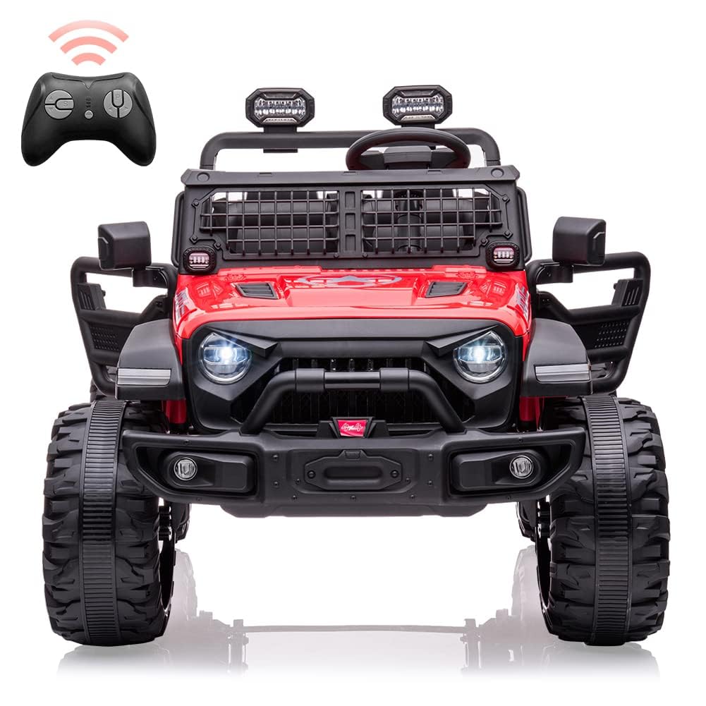 Photo 1 of 24V Kids Ride on 2 Seaters Electric Car with Remote Control, 2 * 120W Motors Battery Powered 20" Extra Large Seats, LED Headlights, Front Storage, Bottle Holder, FM, Music,USB for Boys Girls (Red) 24v-red