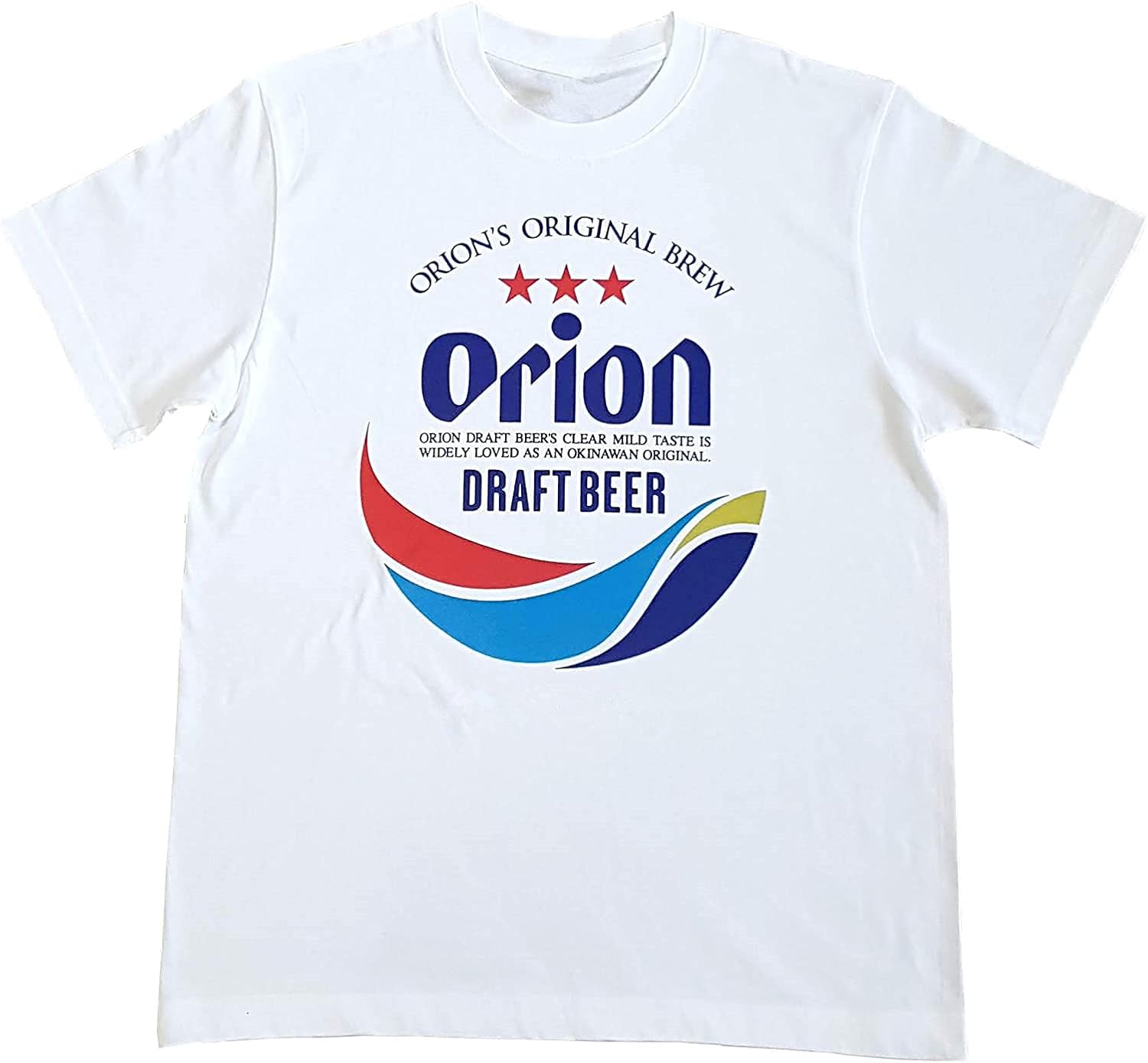オリオンビール おもしろい ドラフト缶デザイン 沖縄 お土産 首里城 Beer レトロロゴデザイン 白tシャツ メンズ レディース Tシャツ 夏服 スポーツ トップス 半袖 無地 通気性 ファッション ゆったり