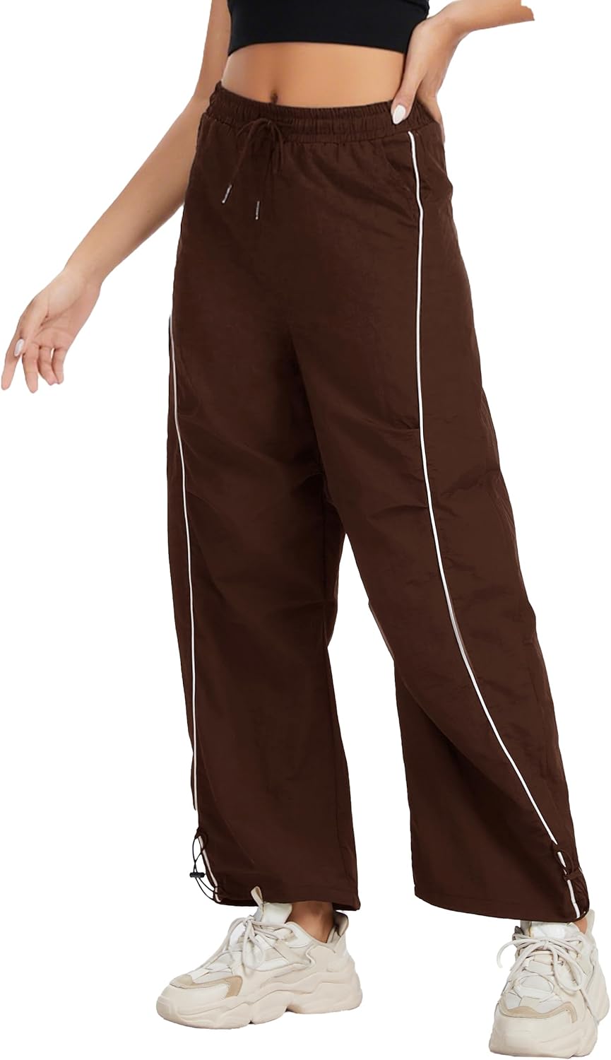 Kisswow Parachute Pants Woman Y2k Bottoms Elastic Waist Track Pants Streetwear Women Casual Cargo Joggers for Women