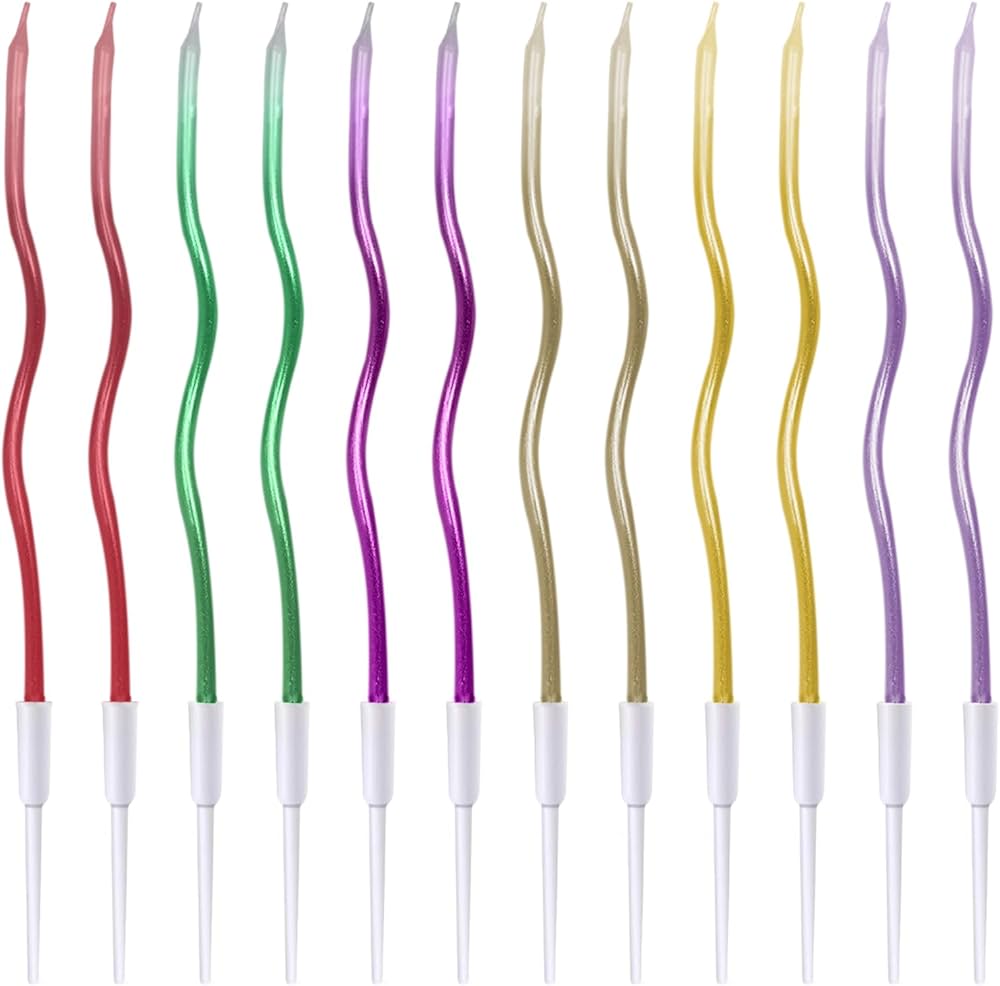 12 Velas De Cumpleaños Retorcidas En Espiral Metálicas Para Cupcakes 