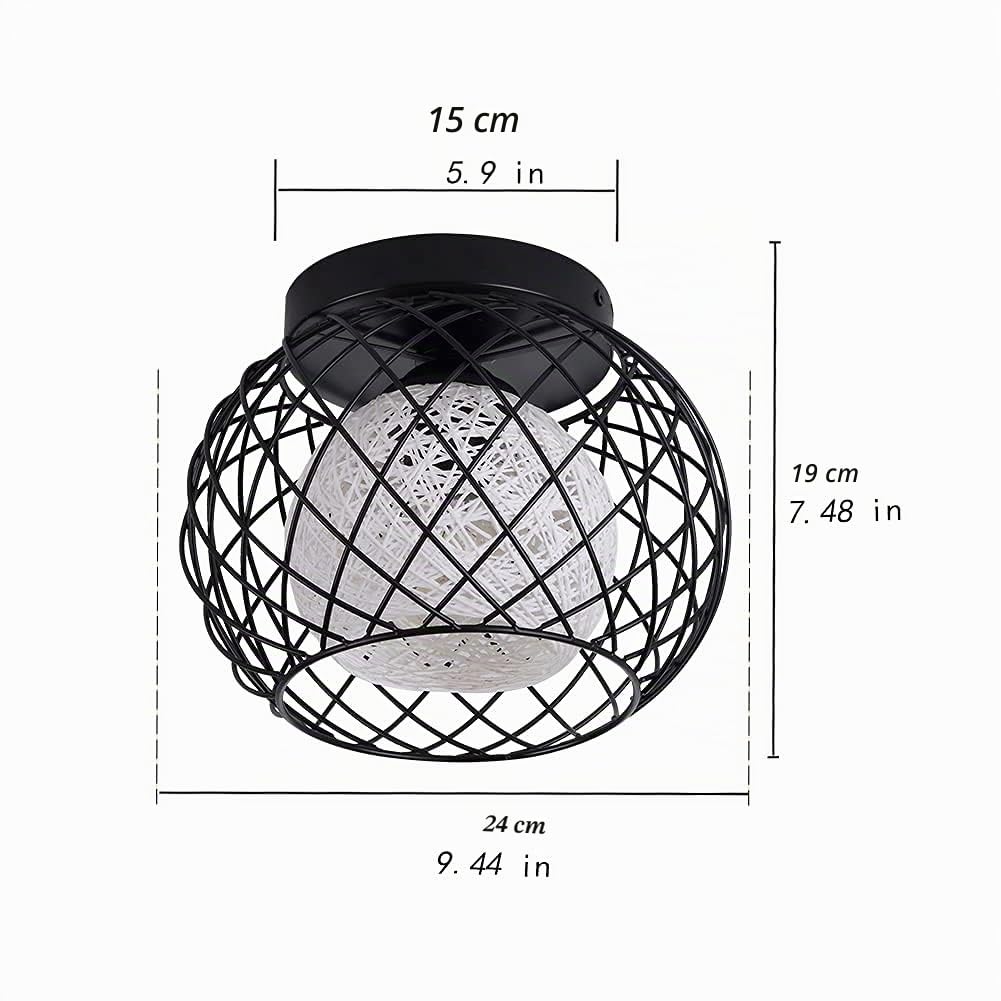 Lampada da Soffitto Vintage Plafoniera,Plafoniera vintage E27 Lampadario Soffitto Industriale Metallo Gabbia ferro Nero per Cucina Camera da letto Sala Da Pranzo