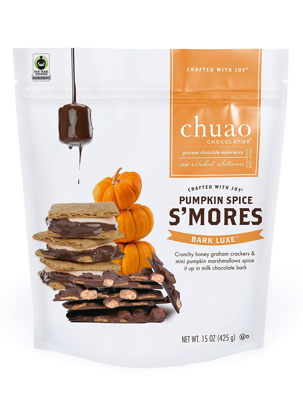 Chuao Chocolatier S'mores Bark Luxe Milk Chocolate | Gourmet Artisan European No Preservatives | For Gift Baskets Snacking| 15 oz