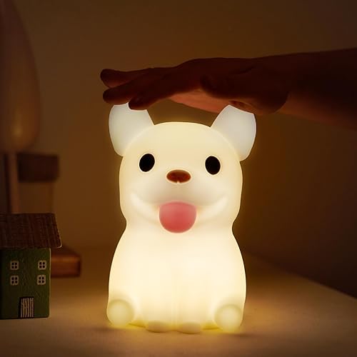 Miniatura 2 de QANYI Luz de bulldog francés, linda lámpara de silicona con diseño de animales de perro con recargable para escritorio, mesa, sala de estar,