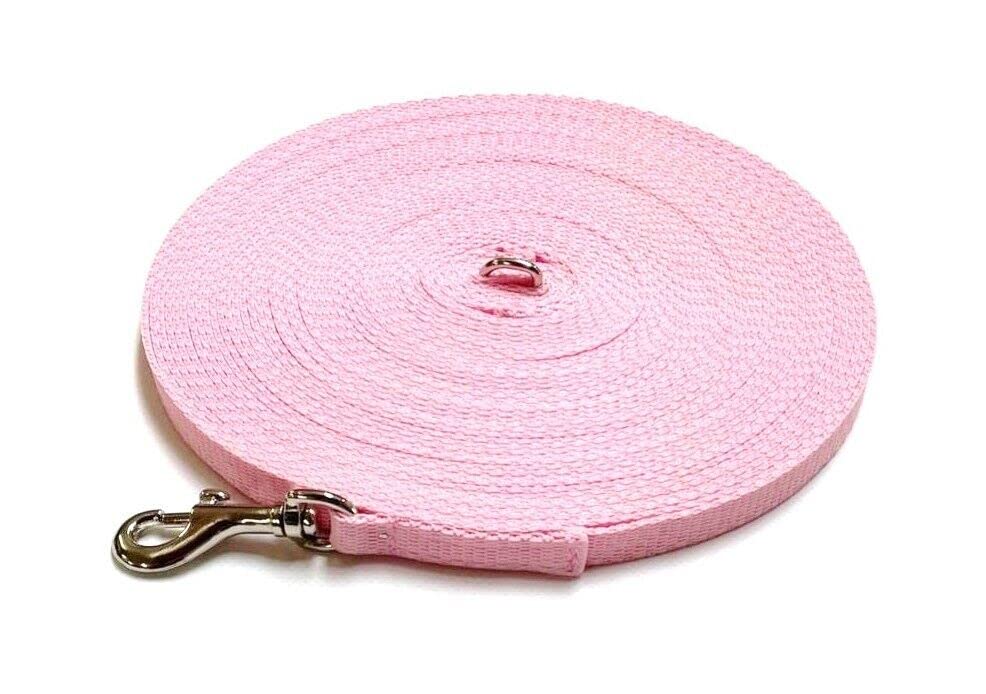 Dog Training Lead Small Dog Puppy Leash 100ft 30m Tracking Recall Obedience Strong 13mm Webbing (Baby Pink) โ image 1