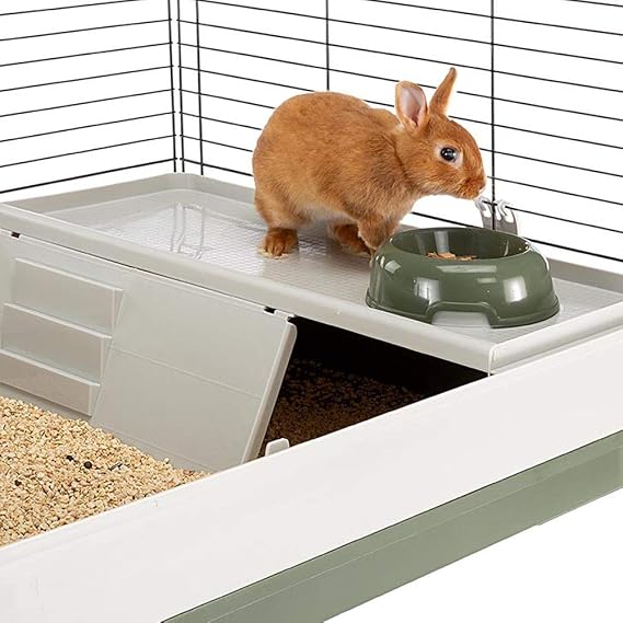 Ferplast Krolik Green Rabbit Cage Deluxe | Rabbit Cage Includes All Accessories & Measures 39.4L x 23.6W x 19.7H & Includes All Accessories |