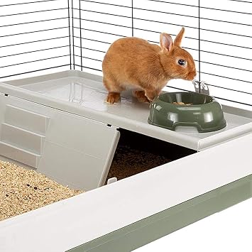 Ferplast Krolik Green Rabbit Cage Deluxe | Rabbit Cage Includes All Accessories & Measures 39.4L x 23.6W x 19.7H & Includes All Accessories |