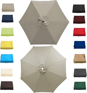 Garden Parasol Replacement Canopy Waterproof, 2m 2.30m 2.7m 3.0m Replacement Parasol Canopy Cover for Patio Pool Outdoor, Anti-UV Strong Sunshade Umbrella Cloth for 6/8 Ribs