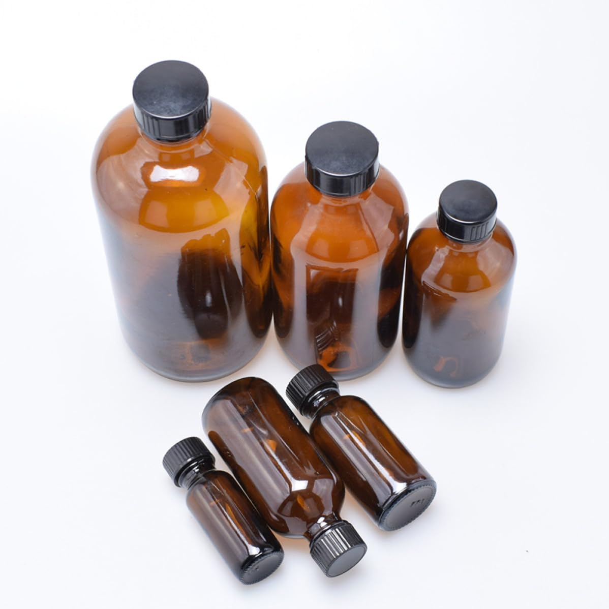Healeved 4 Pezzi Bottiglia di Vetro Marrone 500ml con Coperchio Ermetico per Conservazione Alimenti, Ecologica Casa e Viaggio