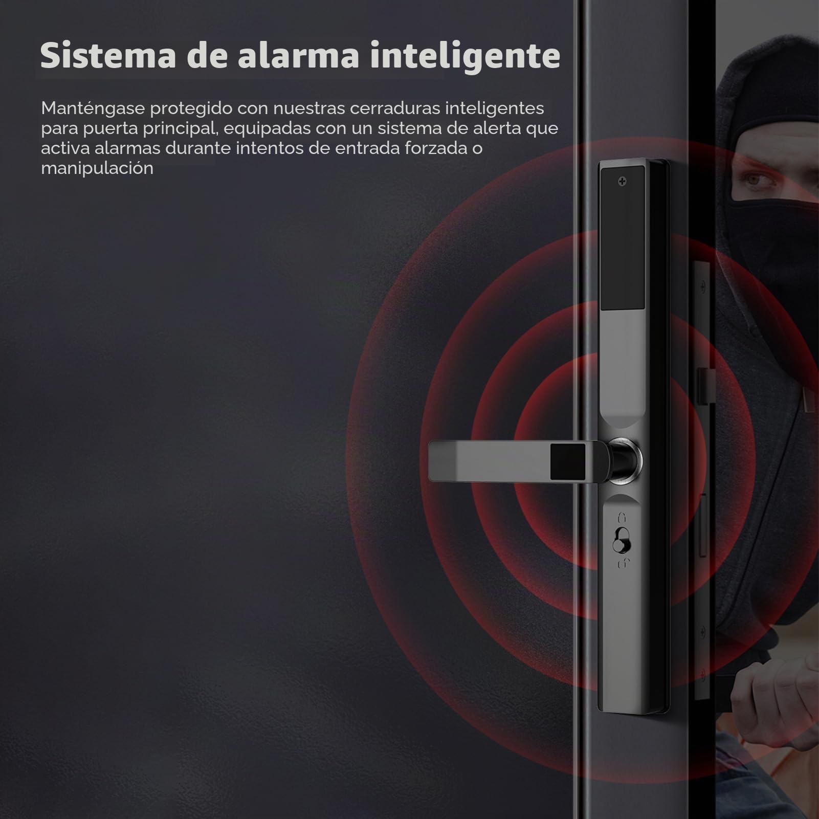 Cryfokt Cerradura Inteligente para Exteriores, Huella Digital, Contraseña, Tarjeta, Llave, WiFi, Cerradura con Cerrojo para Seguridad de Puerta Principal, con de Alerta, Control de (BLACK)