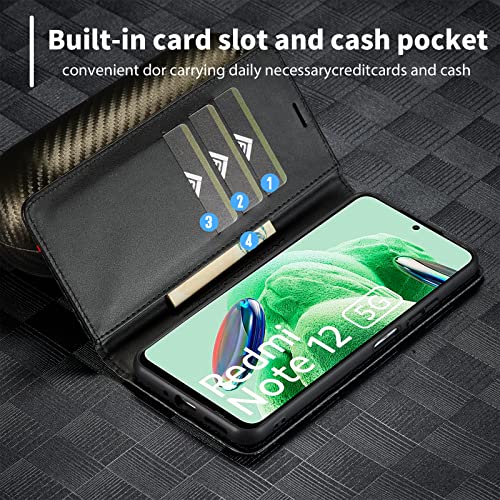 Capa para Redmi Note 12 5G, Carteira Flip Premium para Xiaomi Redmi Note 12 5G Fibra Carbon Couro Si