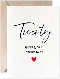 MAGJUCHE 20th Anniversary Card, Twenty Years Down Forever To Go, Romantic Valentines Day Wedding Card For Husband Wife
