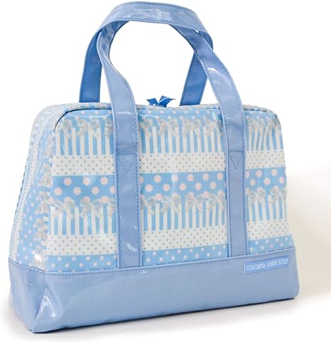 Amazon Co Jp プールバッグ ボストンタイプ ポルカドットとレースリボンに魅せられて ライトブルー N スポーツ アウトドア