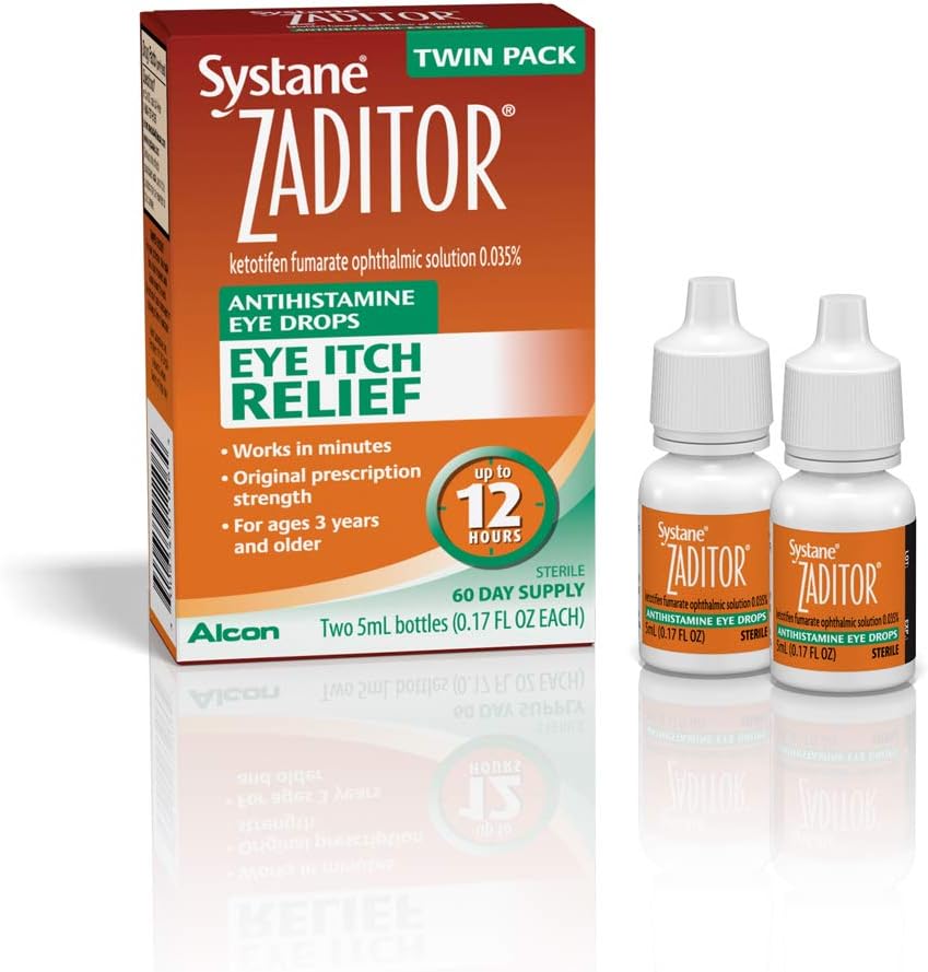 Alcon Zaditor Antihistamine Eye Drops, Twin Pack, 5-mL Each