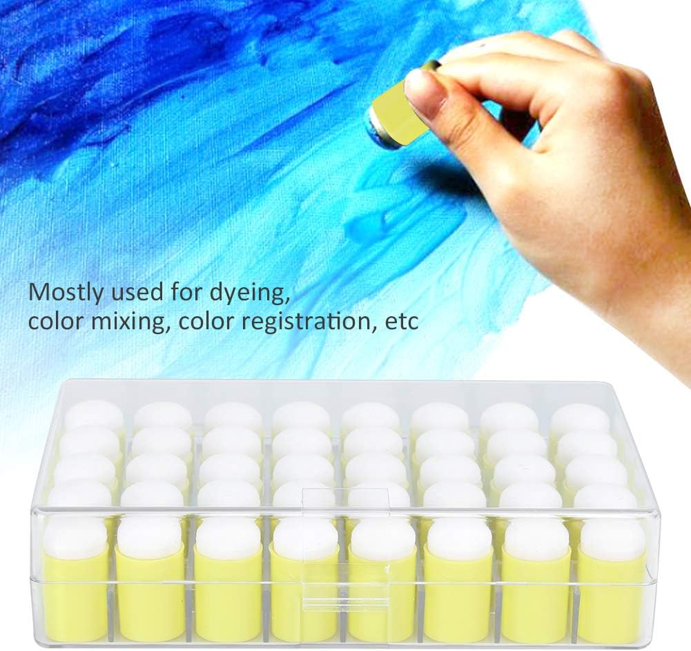 40pcs Finger Sponge Daubers Set Multifunctional Painting Finger Sponges with Storage Box for Painting Drawing Ink Crafts Chalk DIY Craft (Yellow)
