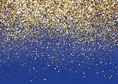 LYCGS 7X5FT Royal Blue Glitter Backdrop Birthday Backdrop Gold Spots Bokeh Backdrop Wedding Prom Graduation Photography Background Happy New Year Backdrop Studio Props X-77