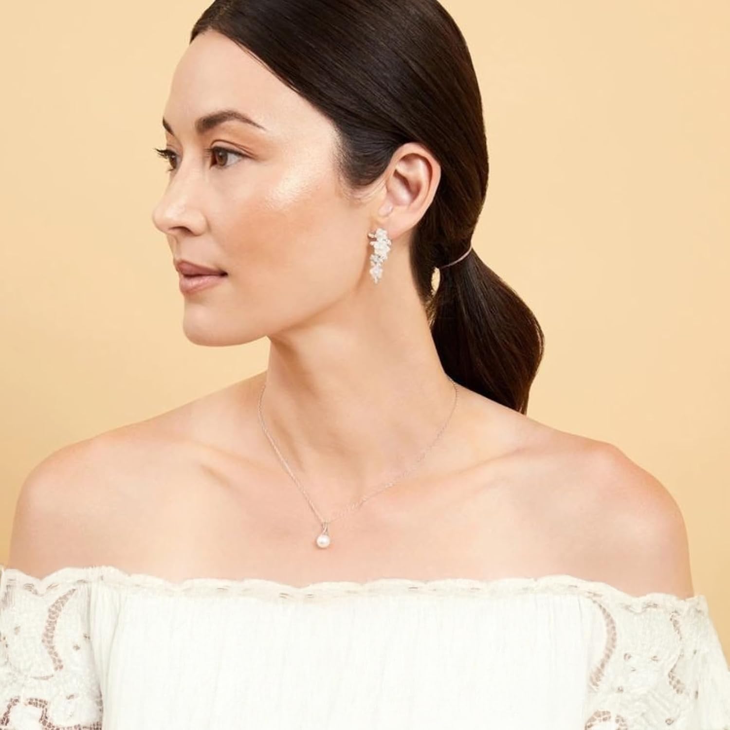 The Pearl Source Freshwater Pearl Pendant Sydney Necklace for Women - Cultured Pearl Necklace | 14K Gold Plated 925 Sterling Silver Necklace with 16"-20" Adjustable Chain - Image 4