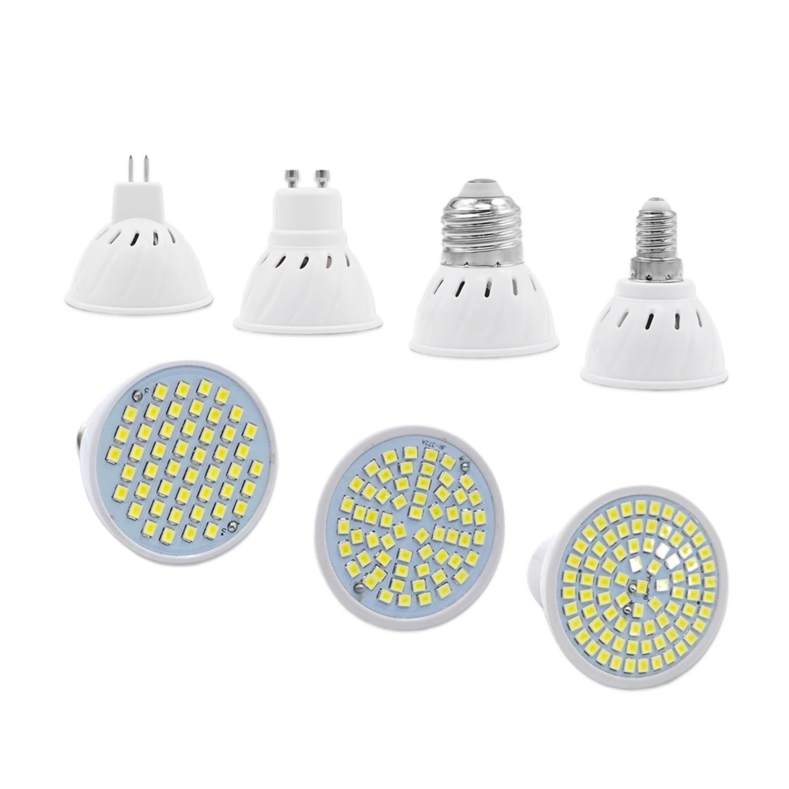 Generico zhuguiming 10 pezzi/lotto GU10 MR16 LED E27 E14 lampada faretto lampadina AC 220V 240V 48 60 80 for interni(GU10,COLD WHITE_220V 7W 60LEDS)