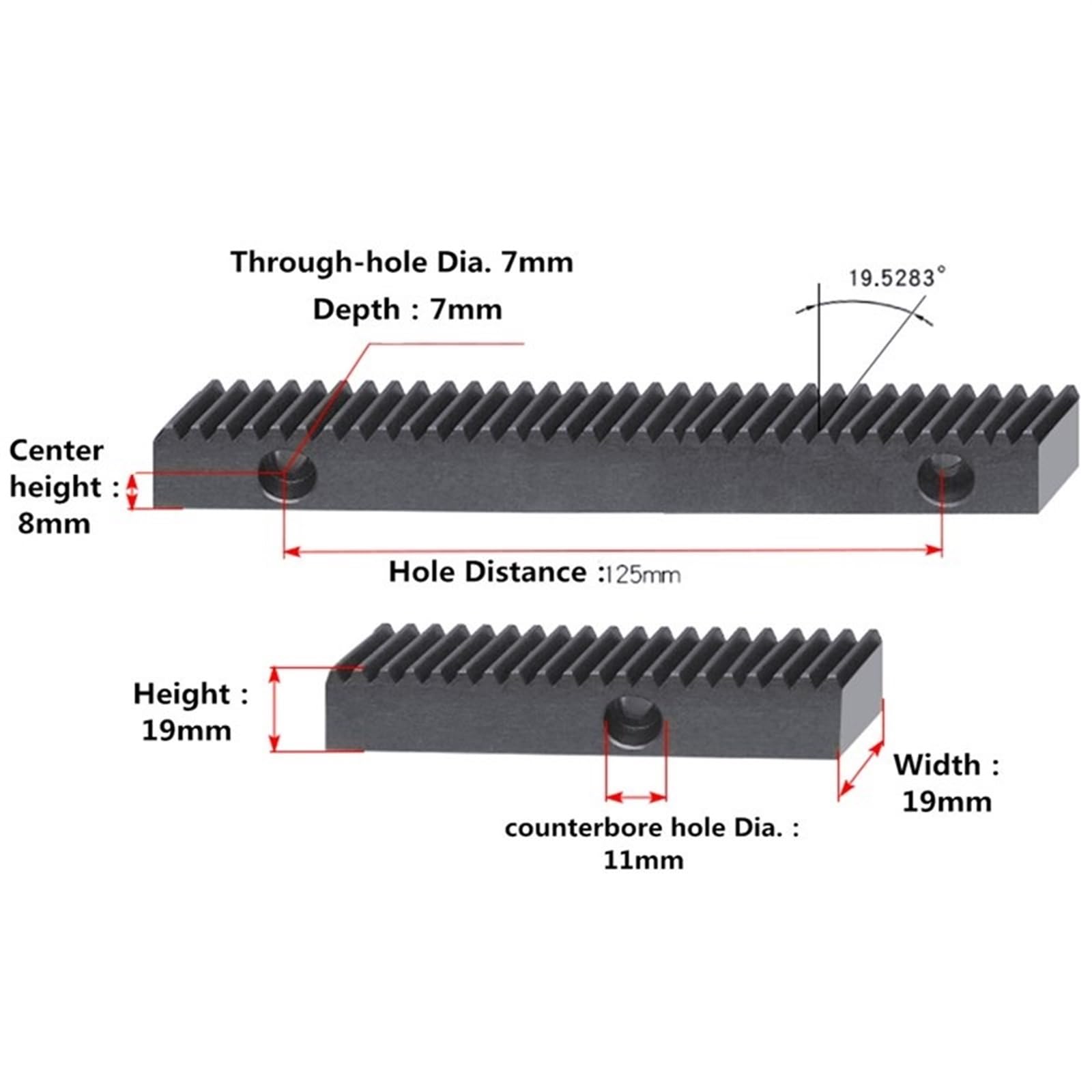 Bevel Gear Pinion Hardware Mechanical 1pcs 1.5 Mod Helical Rack 19 * 19 1000mm Helical Gear Zipper Metal Steel Pinion Gear Set for CNC Engraving Machine