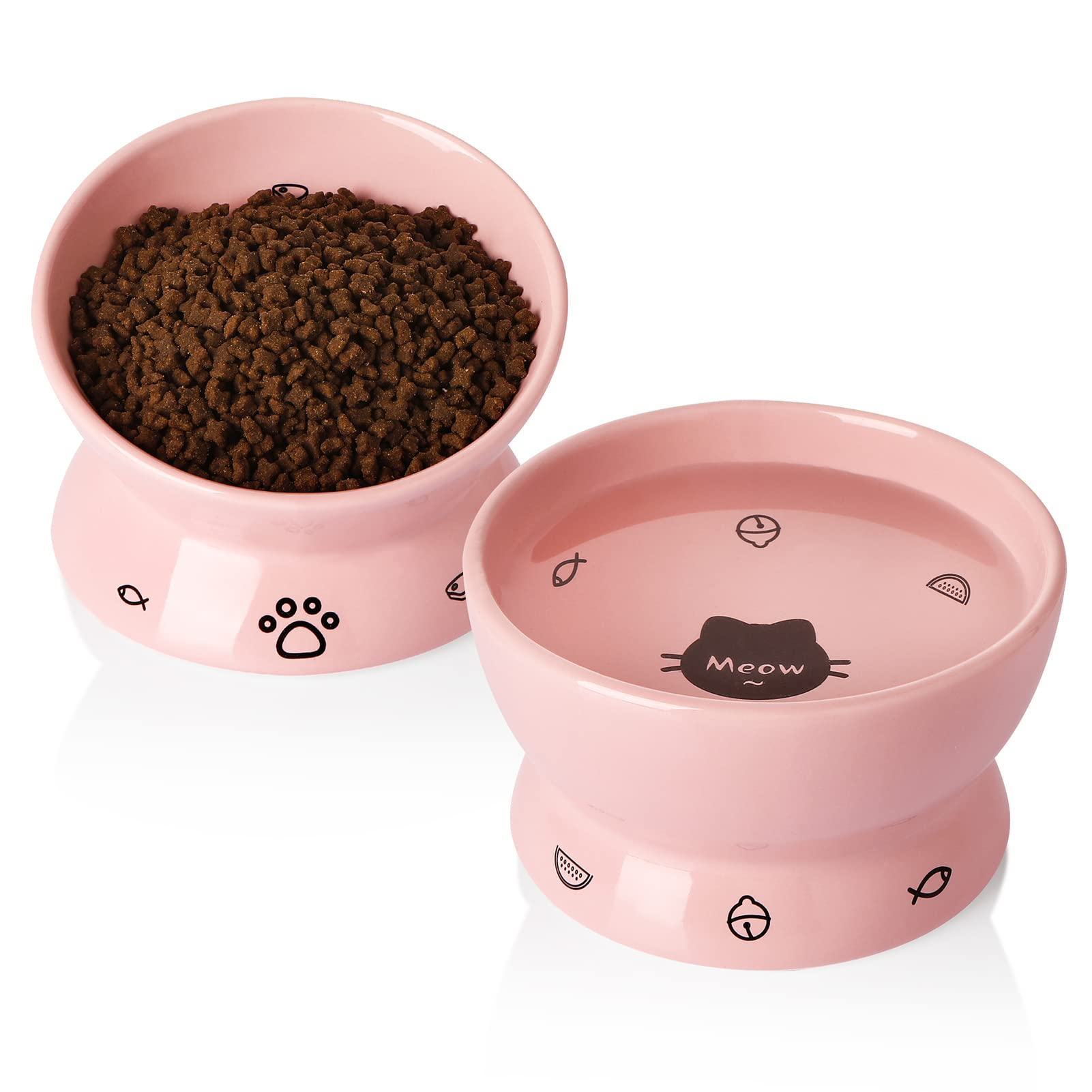 Sweejar - Cuencos Elevados De Cerámica Para Gatos, 147ml 