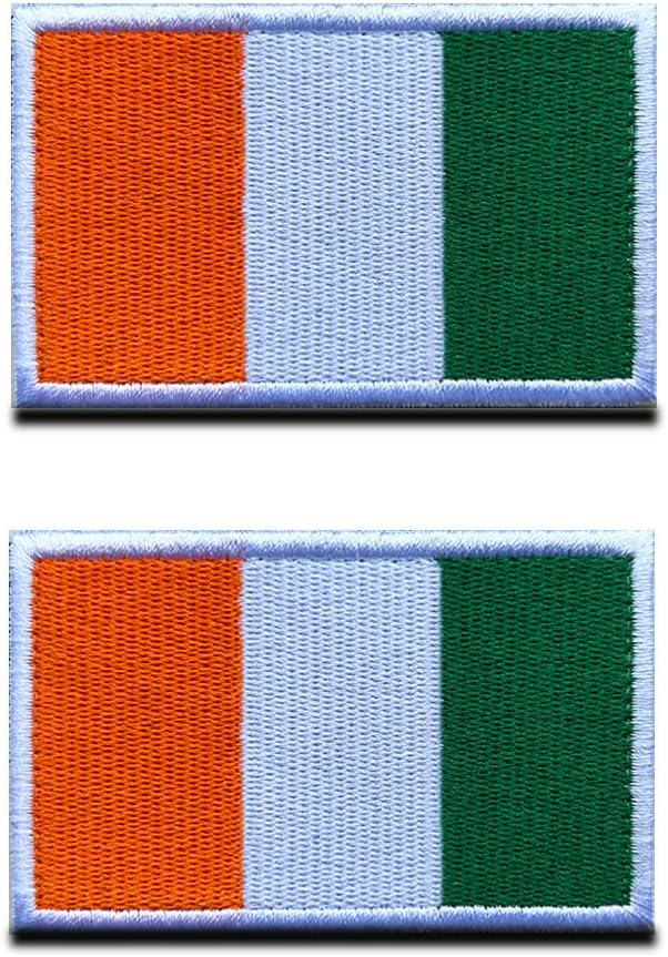 2 PCS Republic of Ireland Patch Irish Flag Hook and Loop Embroidered Ireland National Applique Emblem Patch for Football Billiards Clothes Jersey Backpack Caps Vest Travel Biker Tactical