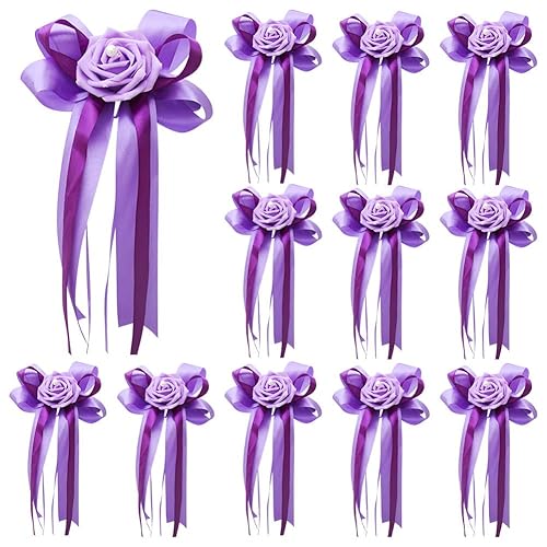 12 Pieces Wedding Car Flower Decoration Artificial Rose Flower with