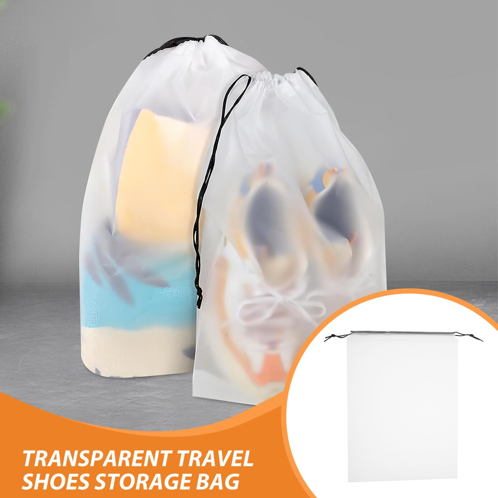 Festa Scuola Decor Borsa Trasparente per Scarpe 40 Pezzi Pe | Chiusura a Coulisse, Riutilizzabile, per Scarpe e Scarponi da Trekking, Bianco