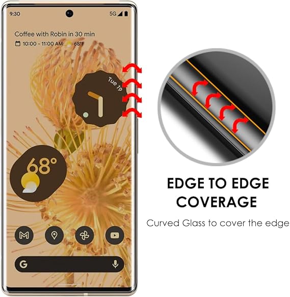 Screen Protector for Google Pixel 6 Pro, 3 Pack, Tempered Glass LOCA UV Set, Edge to Edge Protection, 9H Scratch Resistant, Fingerprint-ID Support