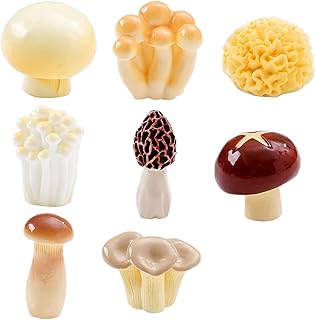8 Pcs Miniature Resin Mushroom with Adhesive Pads,Fairy Garden for Outdoor Home Décor, Cake Decoration, DIY Crafts, Landscape Plant Pot Accessories