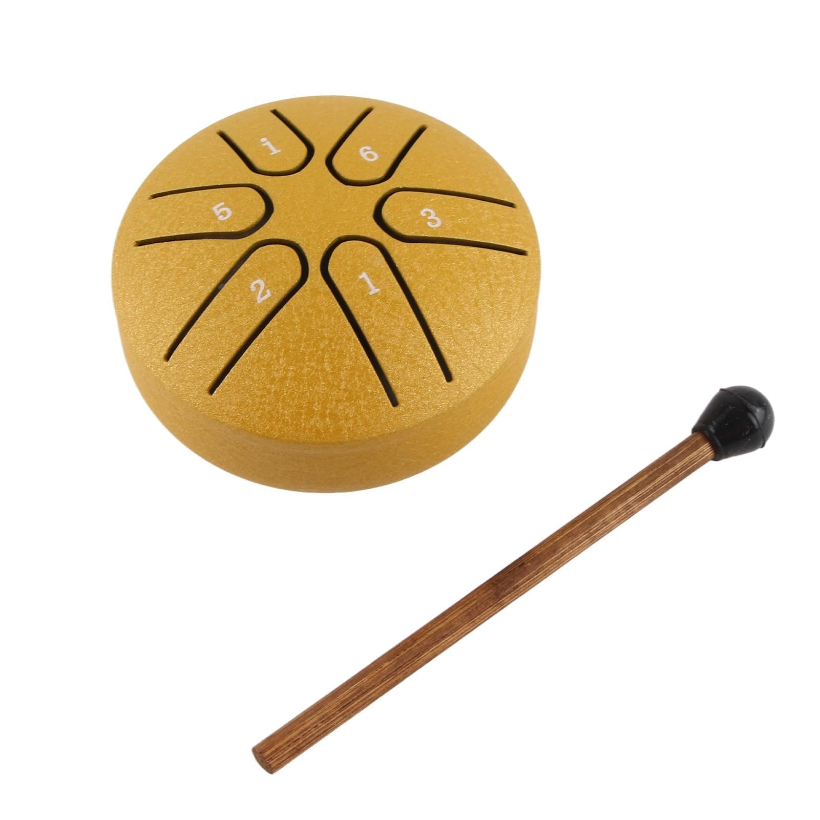 Handpan Bęben Bęben Językowy ze Stali Węglowej Mini 6 Uwaga Bezproblemowy Bęben Instrument Perkusyjny z Podudzie dla Początkujących (Złoto)