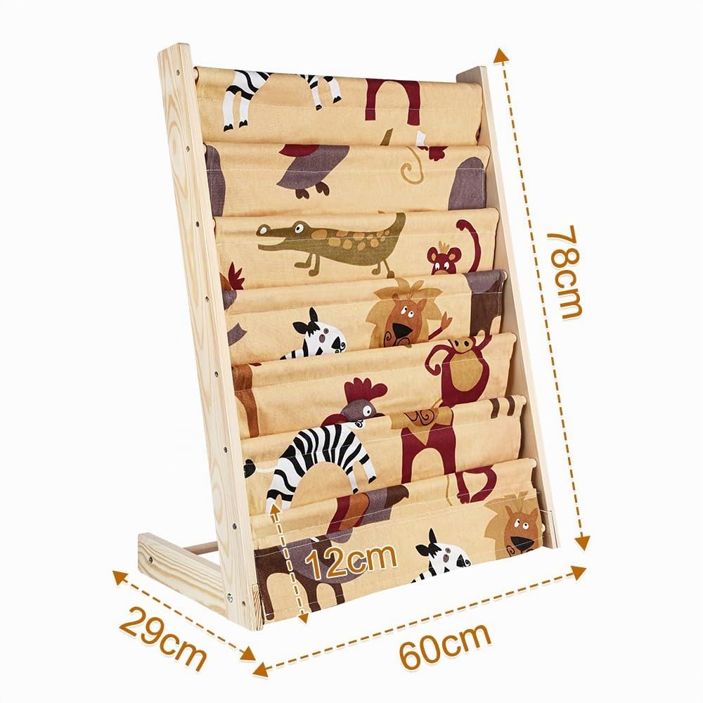 Librería para niños, estante de 7 niveles para libros, suministros escolares para habitación infantil, guardería, guardería, 80 x 60 x 30 cm (color)