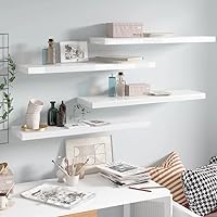 Vista 129 de Estantes flotantes de pared, 2 piezas de madera de fibropanel de densidad media gris de 47.2 x 9.3 x 1.5 pulgadas, estante de almacenamiento