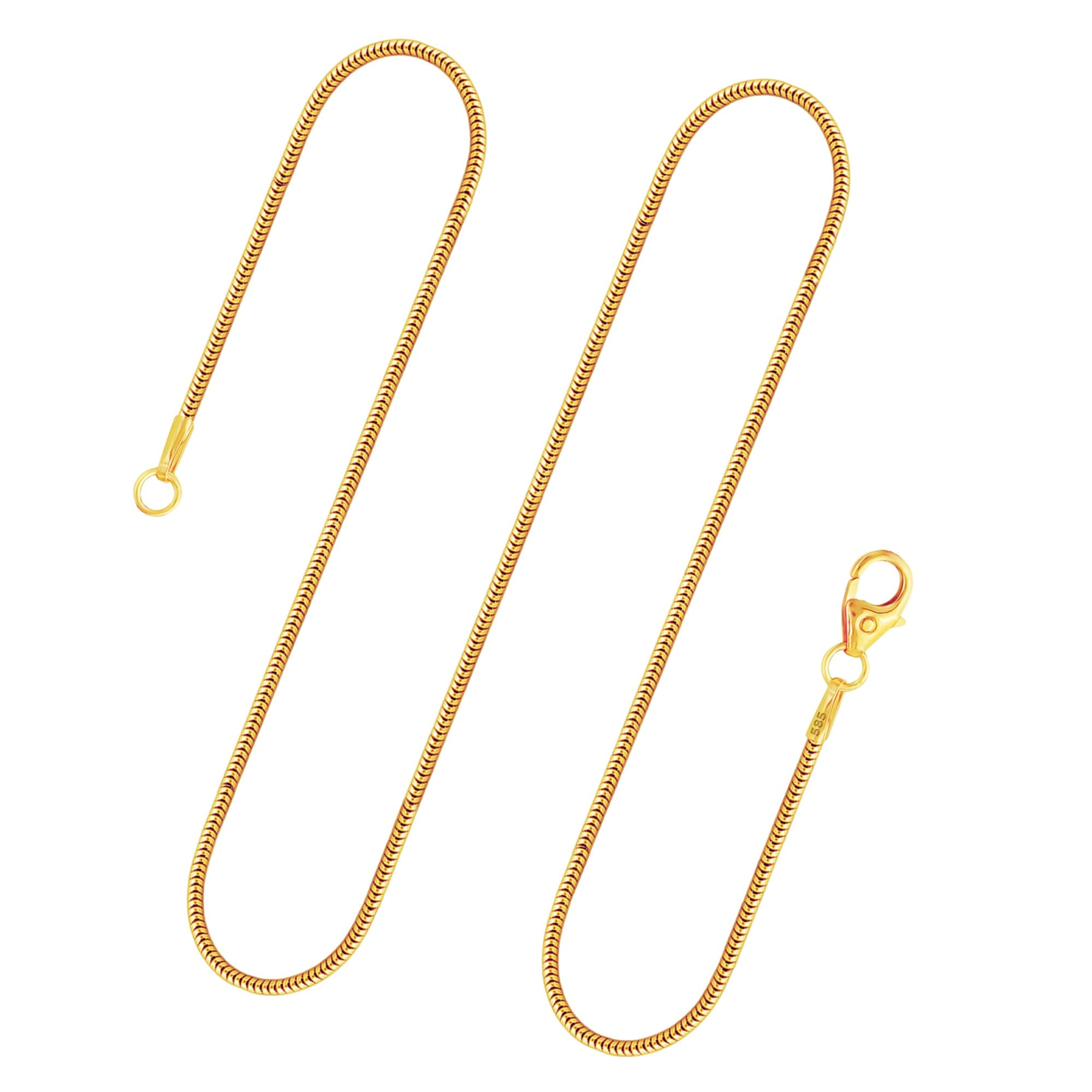 14 Karat 585 Gold Schlangenkette Damen Echtgold 1.1-3.2 mm - Länge wählbar