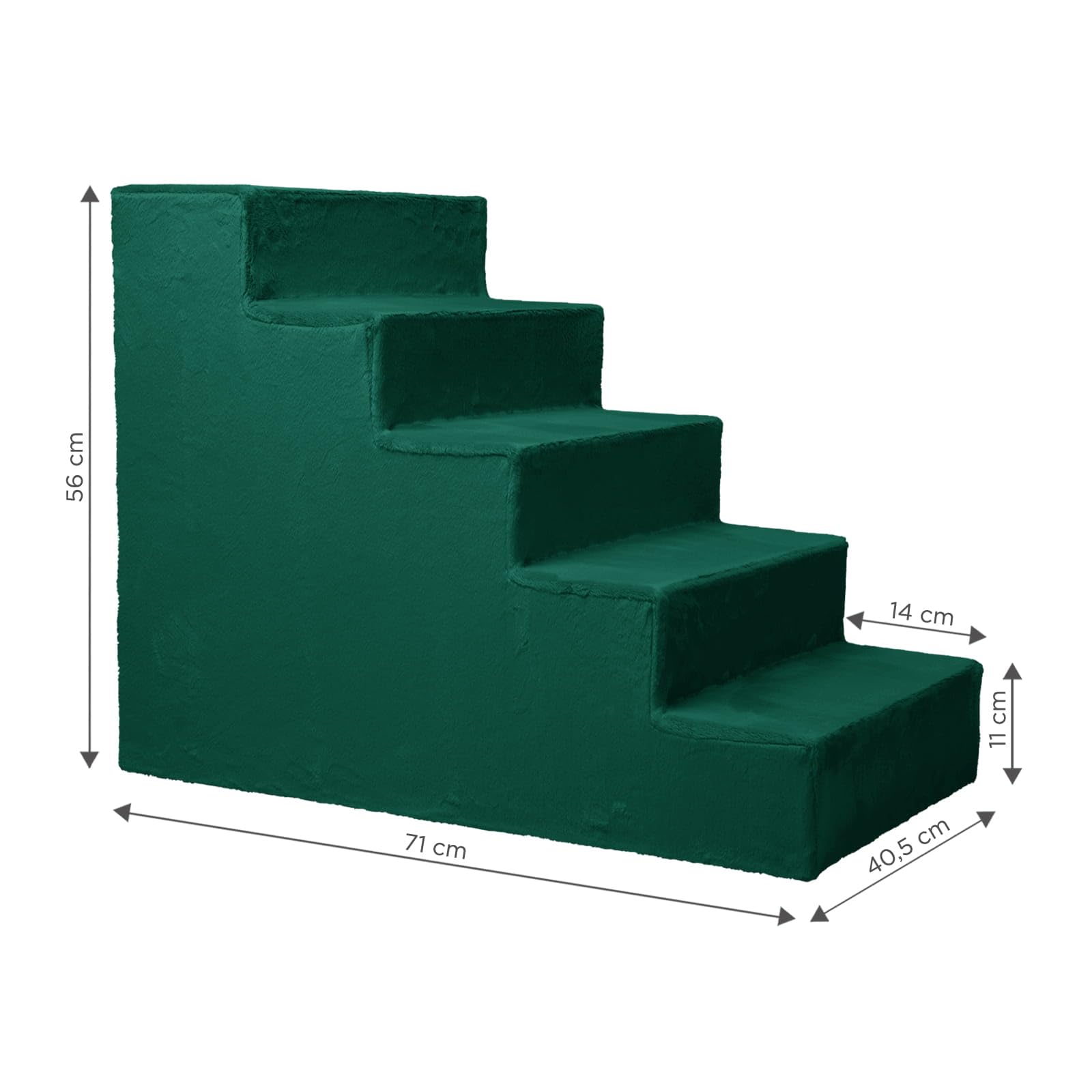 MG Design Scaletta per Cani 5 Gradini in Verde – telaio in legno stabile, salita delicata per divano e letto, leggera e facile da spostare, per cani e gatti