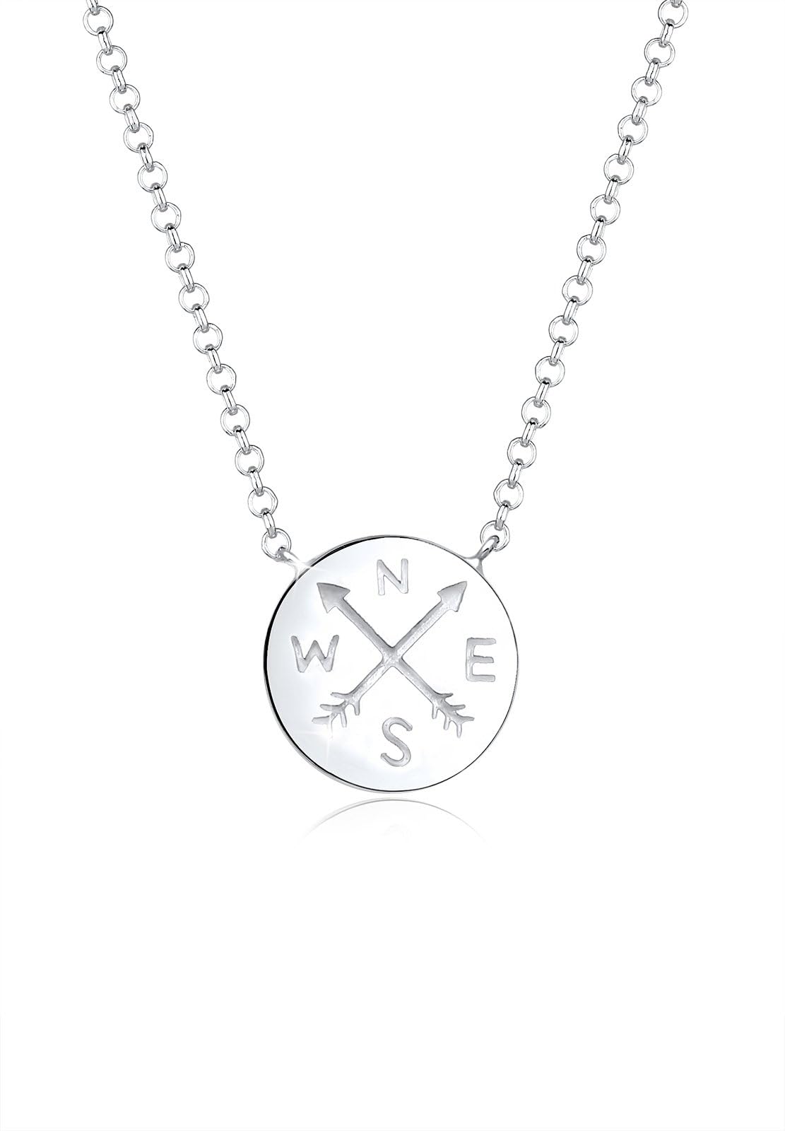 ElliWomen's 925 Sterling Silver Arrow Compass Boho Festival Pendant Necklace