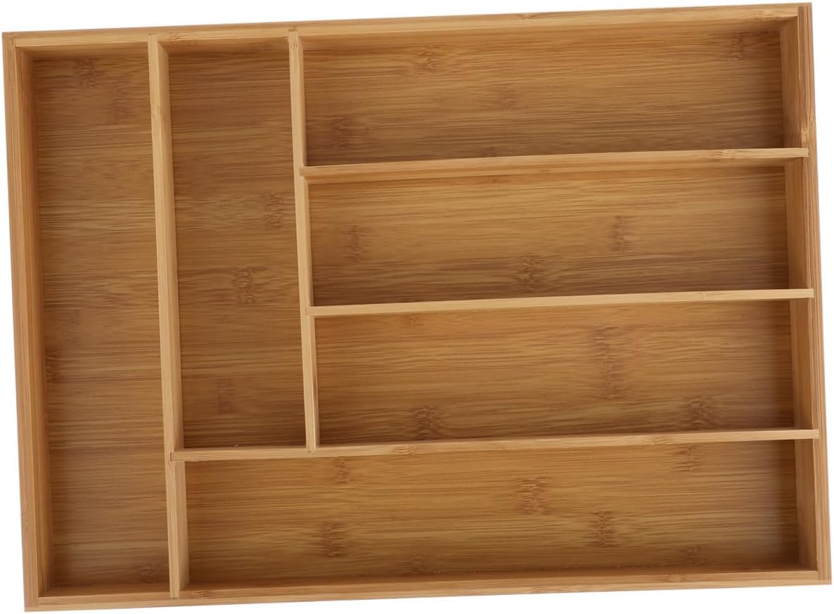Compartmentalized Drawer Storage Box with Sections Multipurpose Kitchen Utensil and Tableware Organizer Space-saving Storage Bin for Cutlery Bathroom Office and Desktop Use