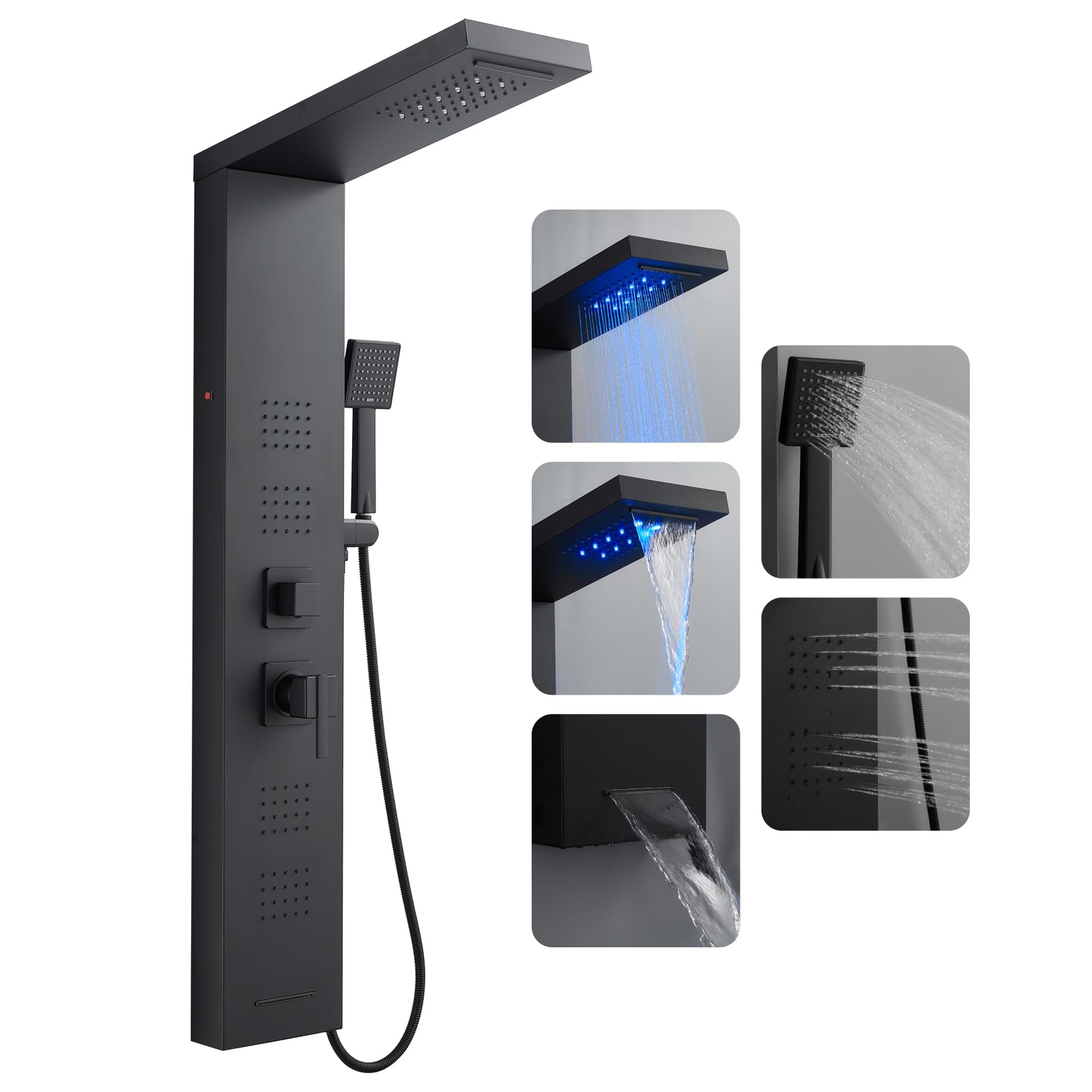 ROVOGO Shower Panel Tower System with Led Lights and 5 Shower Modes, 46.5"