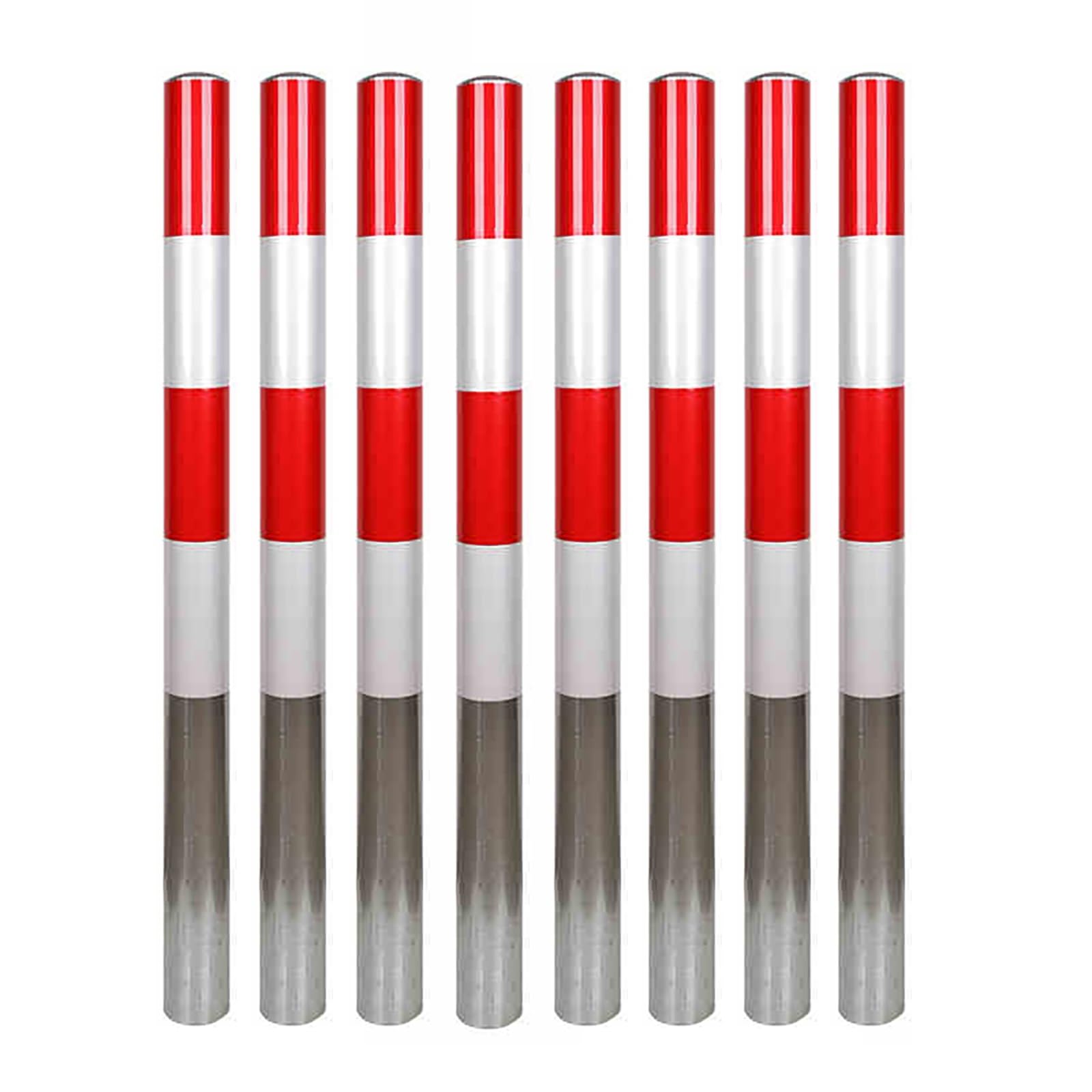 Bornes de sécurité réfléchissantes (8 pièces, rouge, 100,1 x 11,4 cm) – Blocage de stationnement fixe anti-collision avec ruban d'avertissement pour un contrôle efficace de la circulation et une