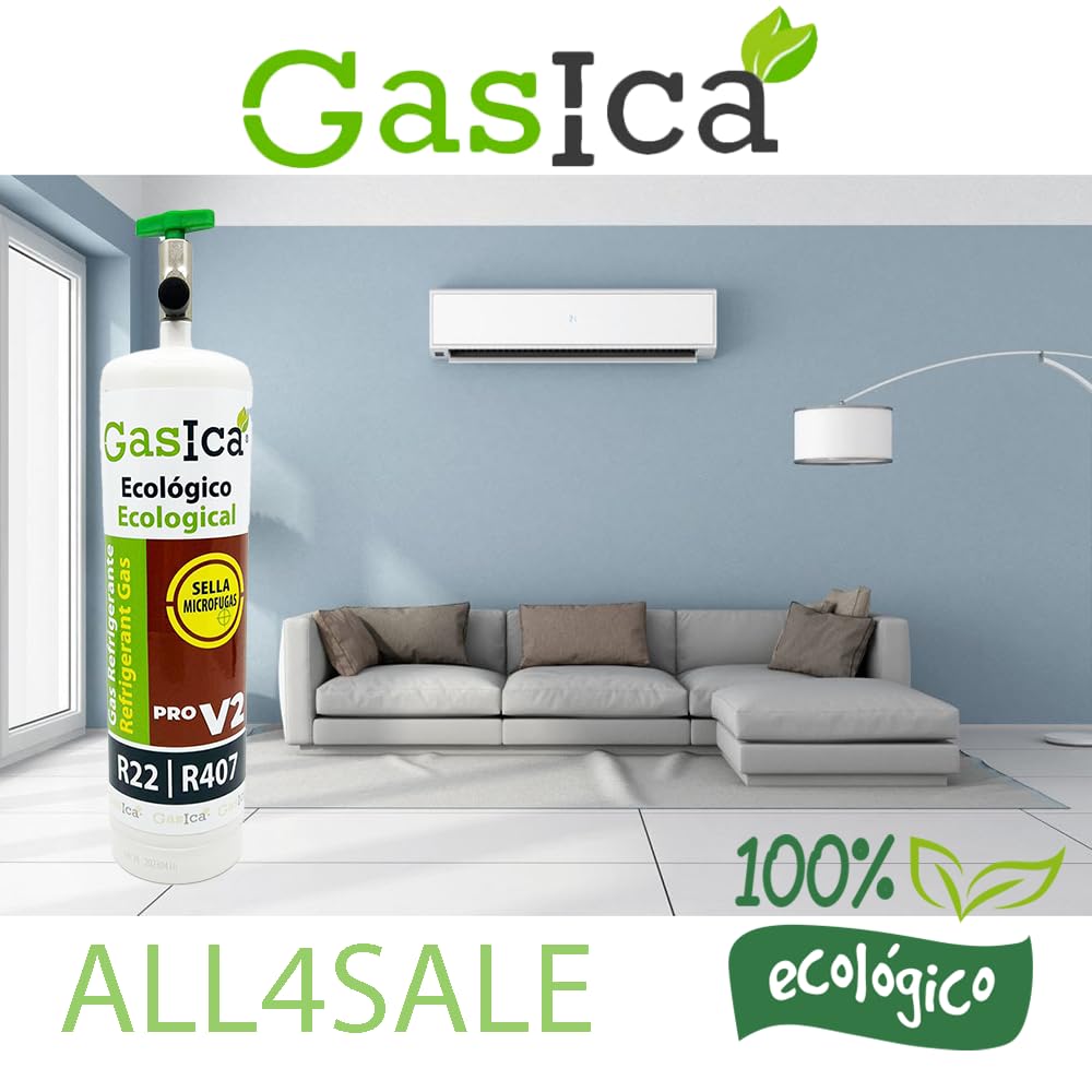 2 ENVASES GAS ECOLOGICO REFRIGERANTE V2 400 EQUIVALE A 800gr x2 SUSTITUTO R22/R407C VÁLVULA INCLUIDA