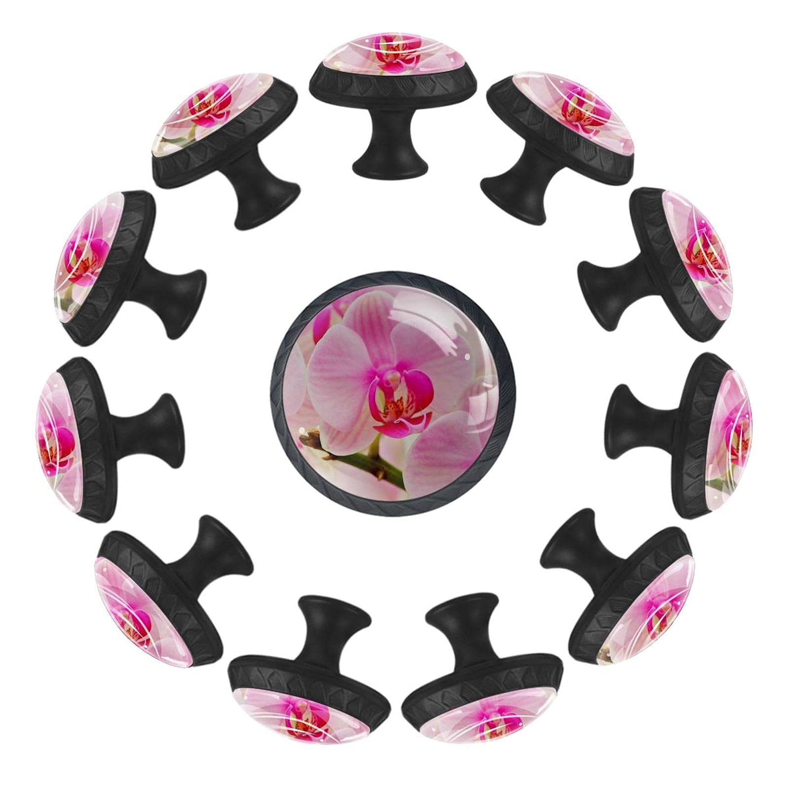 Boutons de tiroir en cristal rose orchidée 35 mm de qualité premium