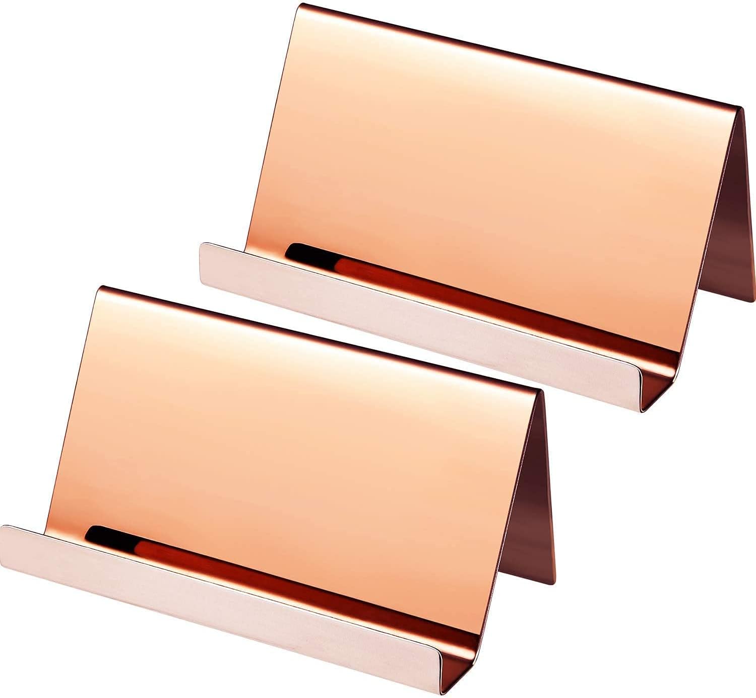 2 Pack Stainless Steel Business Cards Holders, Desktop Card Display