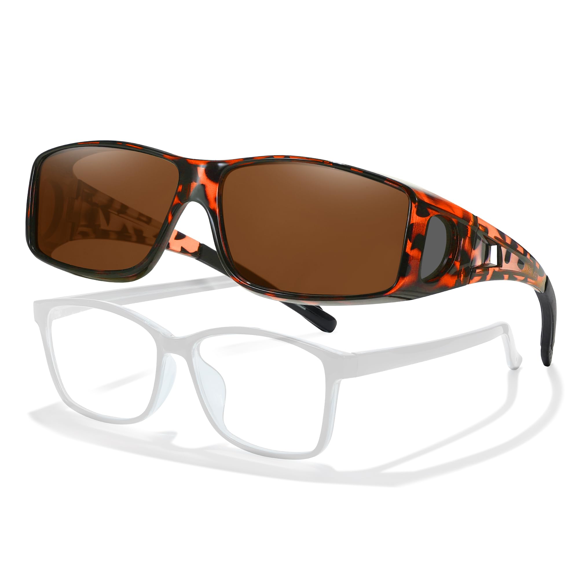 LVIOE Over Glasses Sunglasses Wrap Around Polarized Sunglasses for Men Women Fit Over Prescription Glasses with UV Protection