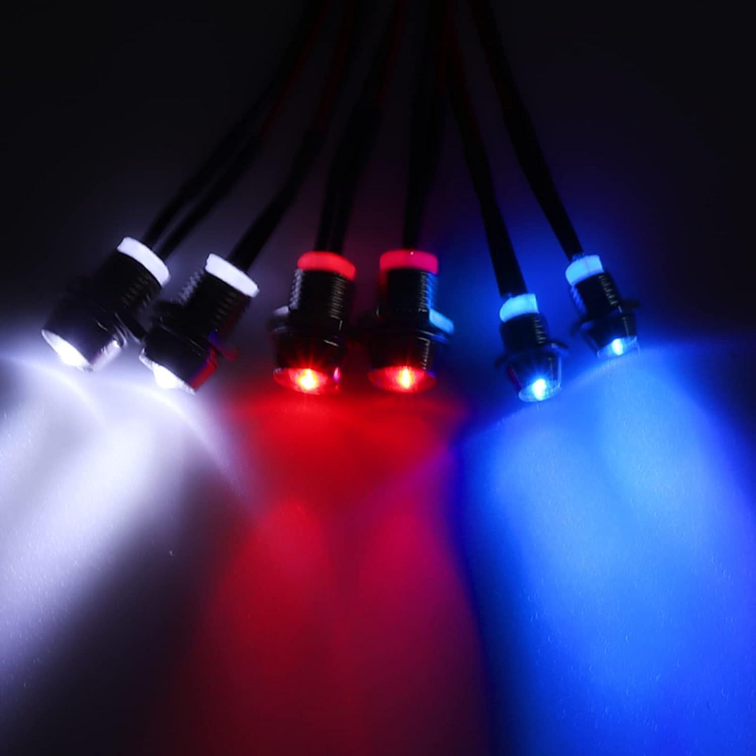 GTIWUNG 2Pack 6LED RC Car LED Light Headlights Taillight Lighting, RC Accessory 2 White 2 Red 2 Blue - Image 4