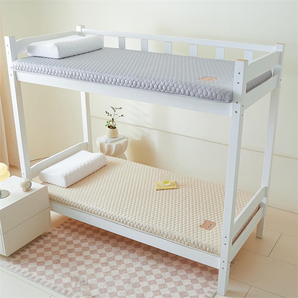 Colchón de futón japonés para dormitorio universitario, cama de invitados, colchón plegable de alta densidad, acolchado refrescante para tatami (gris, 4,5 cm de grosor, 90 x 190 cm)