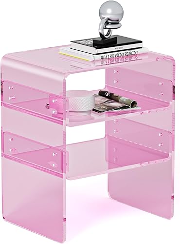 Miniatura 1 de Mesita de noche de acrílico para sala de estar, dormitorio, mesa de centro moderna (transparente)