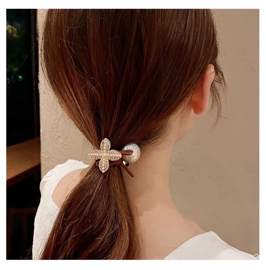 Elástico Gomas Pelo 5 Uds. Elegantes Gomas Para El Pelo Con Perlas Y Diamantes De Imitación, Cuerdas Elásticas Para, Accesorios Para Niñas Cuerdas
