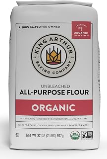 King Arthur 100% Organic Unbleached All-Purpose Flour, 2 lb - Non-GMO Verified, USDA Organic, No Preservatives