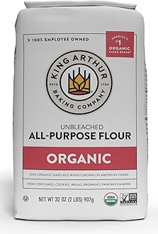 King Arthur, 100% Organic All-Purpose Flour Unbleached, Non-GMO Project Verified, No Preservatives, 2 Pounds