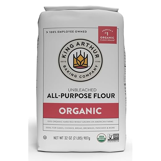 King Arthur 100% Organic All-Purpose Flour, Unbleached, 2 lb (Pack of 1) - Non-GMO Project Verified, No Preservatives