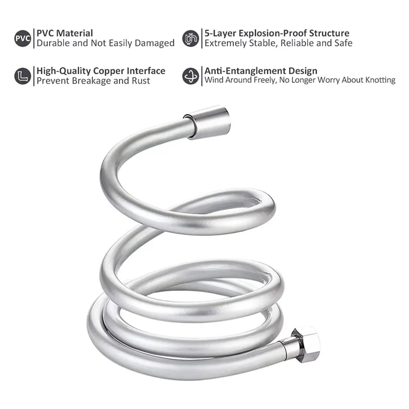 Hochdruck-PVC-Duschschlauch, 200 cm, Flexibler Handbrauseschlauch (Schwarz) für optimalen Komfort und Leistung, auch in Längen von 1,5/2,0/3,0/4,0 m erhältlich
